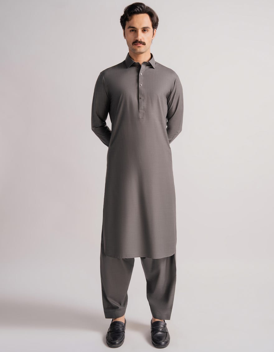 GREY PLAIN KAMEEZ SHALWAR