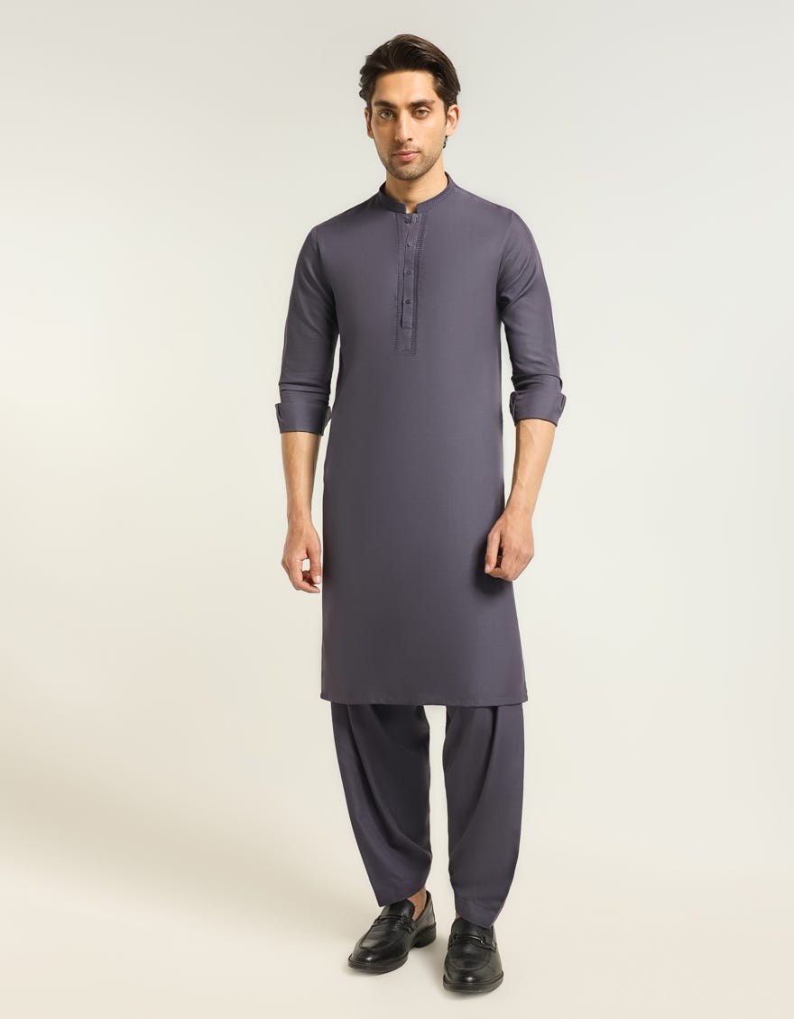 DARK GREY SEMI-FORMAL KAMEEZ SHALWAR