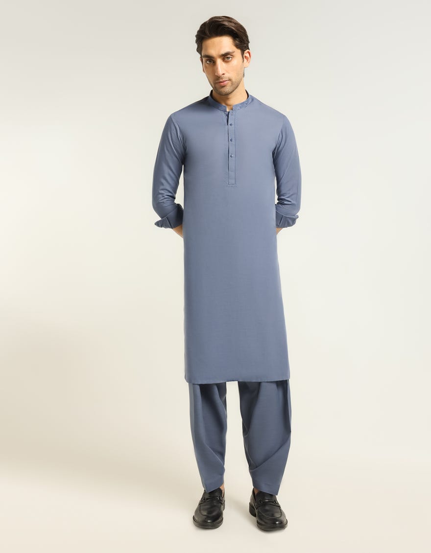 BLUE SEMI-FORMAL KAMEEZ SHALWAR