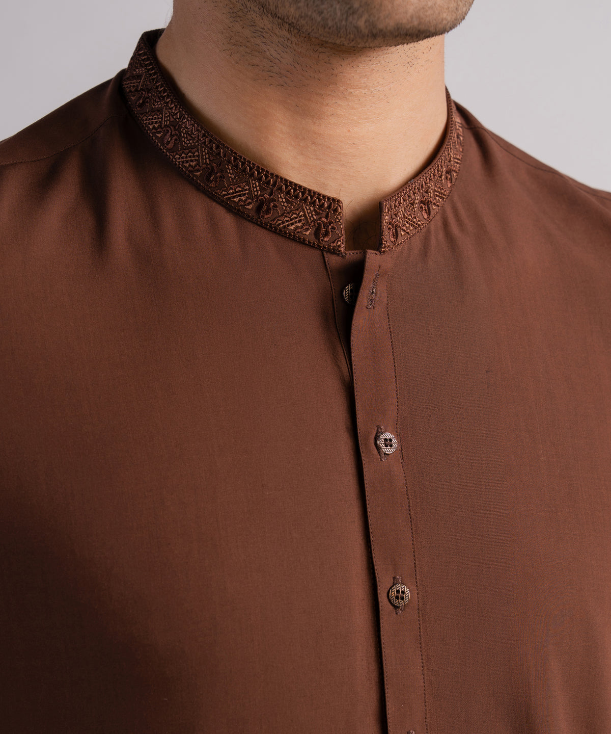 BROWN SEMI-FORMAL KAMEEZ SHALWAR