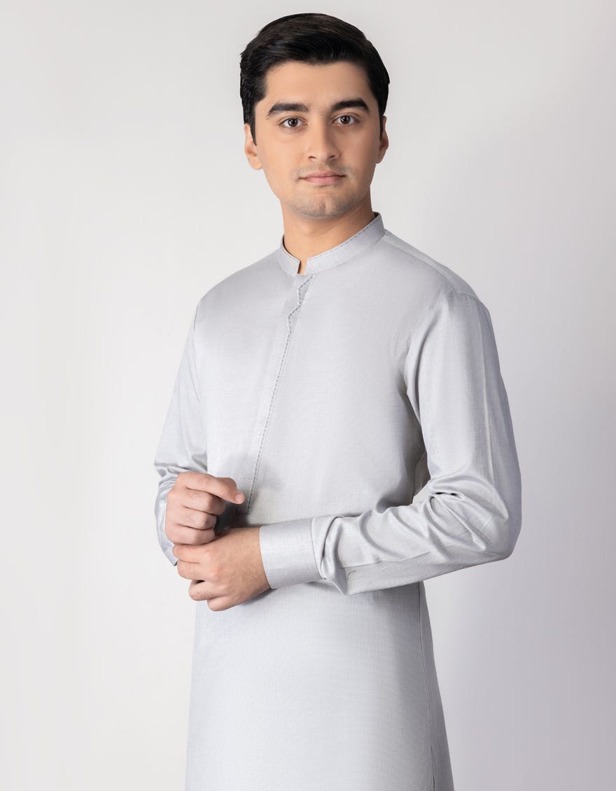 GREY COTTON KURTA PAJAMA | JTKP-S-34302