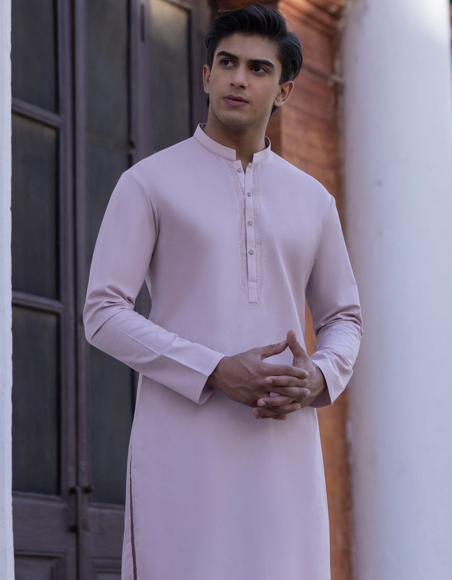 POWDER PINK COTTON KAMEEZ SHALWAR | JTKS-S-34307