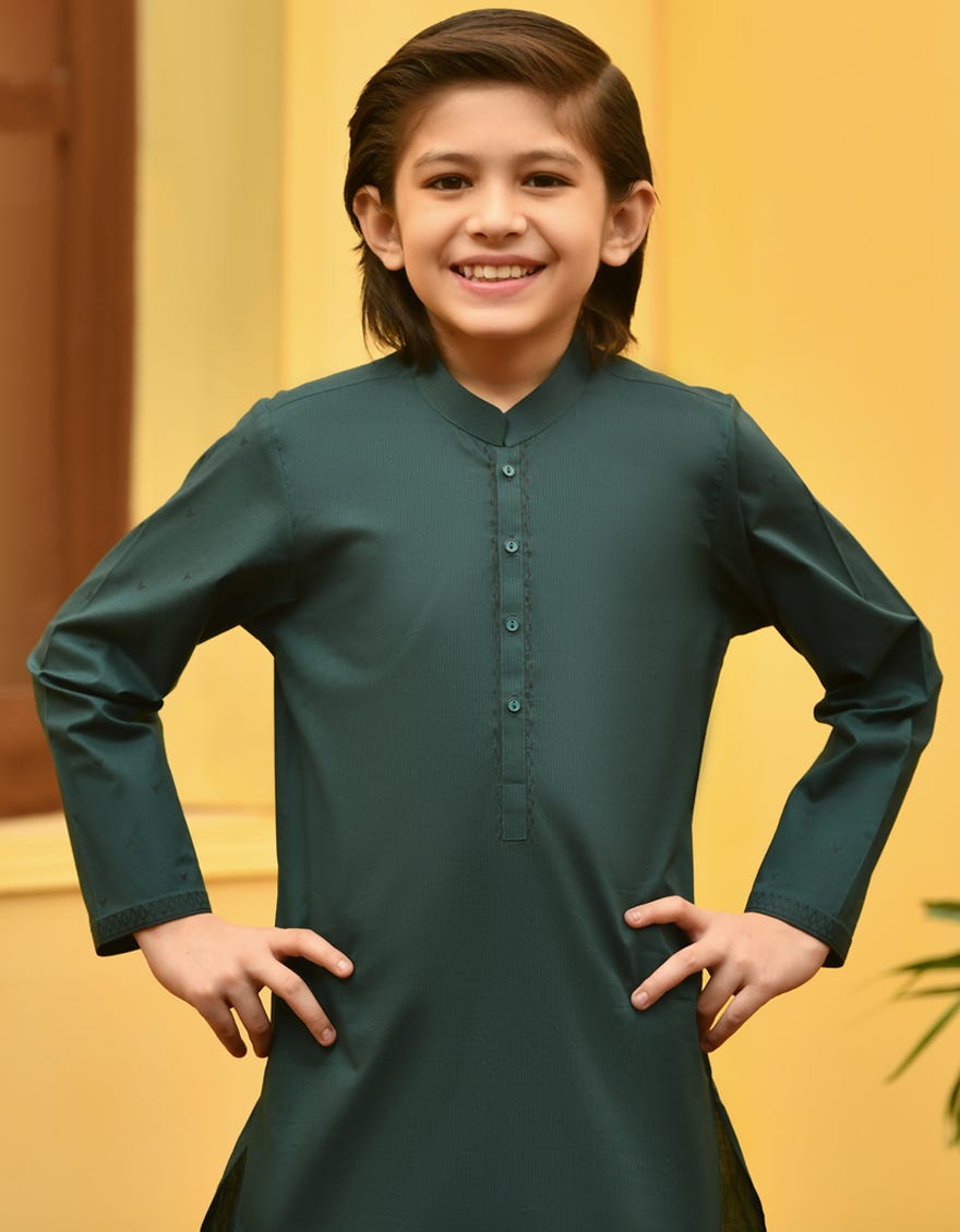 FOREST GREEN COTTON KAMEEZ SHALWAR | JCKS-S-34312
