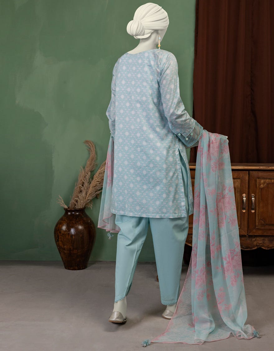 MULTICOLOR CHIFFON EMBROIDERED UNSTITCHED 3PC