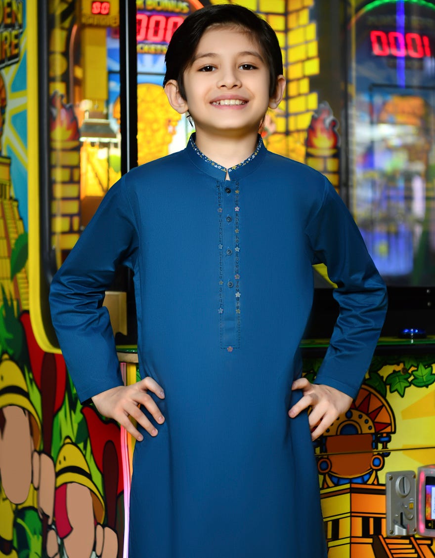 DARK CYAN COTTON KAMEEZ SHALWAR | JCKS-S-34325