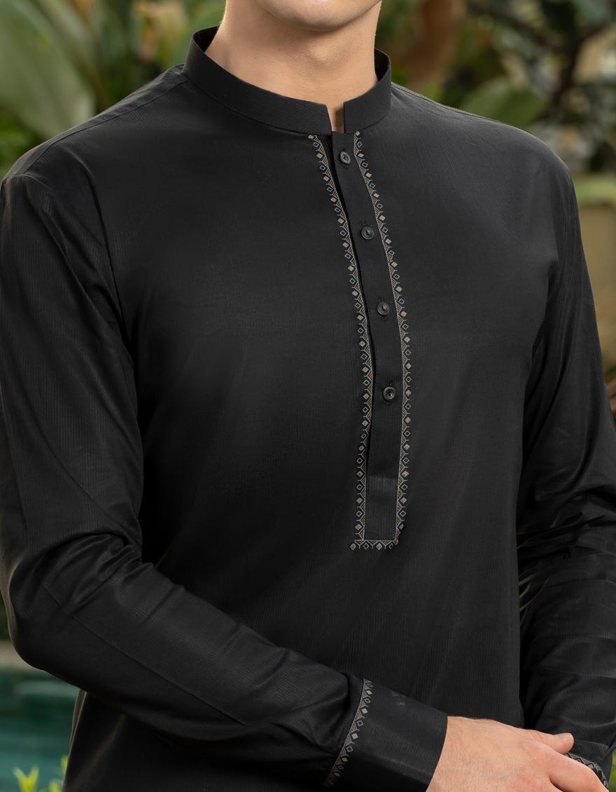 BLACK COTTON KAMEEZ SHALWAR | JTKS-S-34327