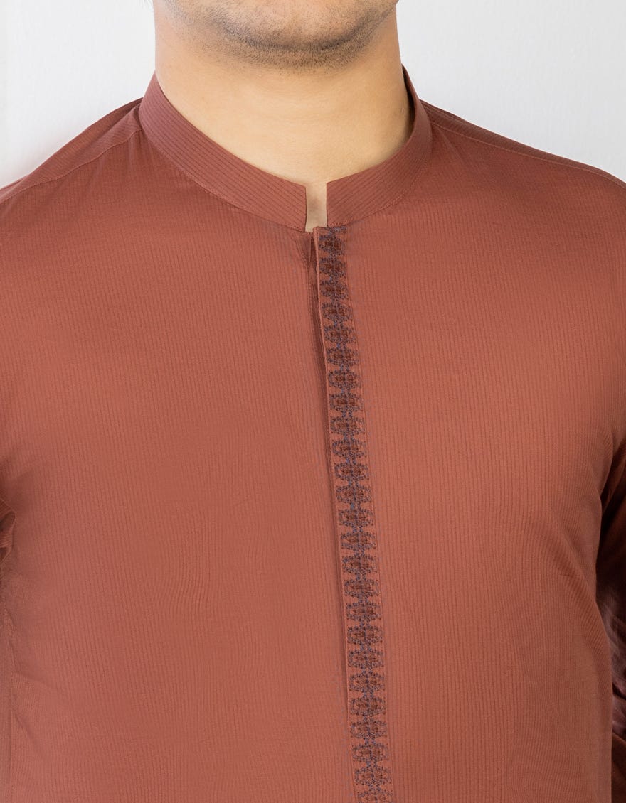 BURNT SIENNA COTTON KAMEEZ SHALWAR | JTKS-S-34330
