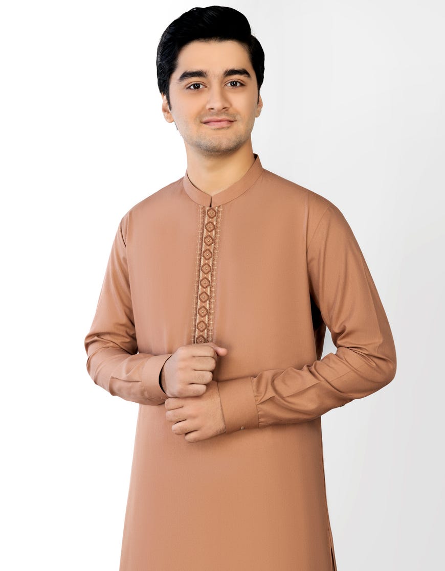RUST BLENDED KAMEEZ SHALWAR | JTKS-S-34352
