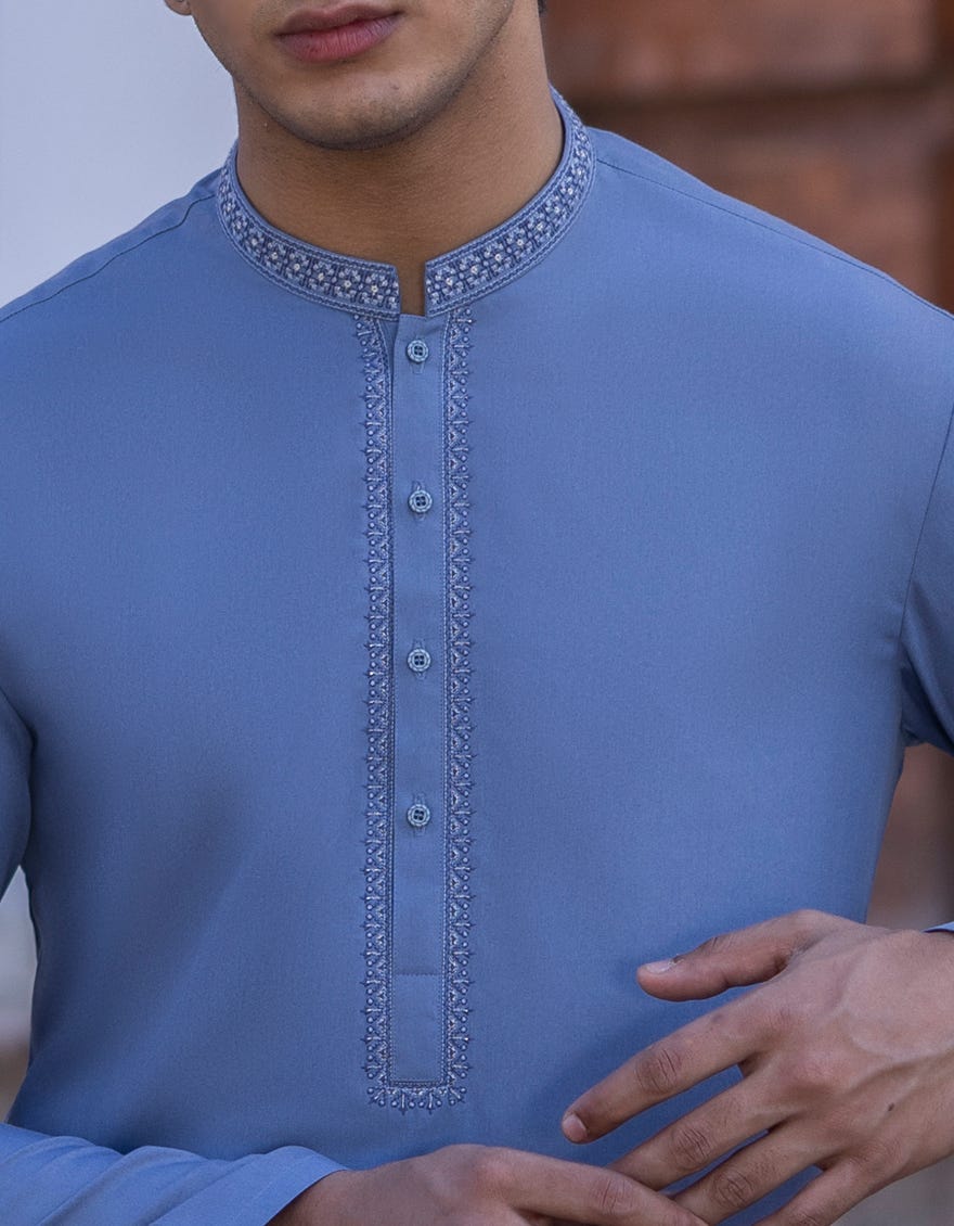 PERIWINKLE BLENDED KURTA PAJAMA | JTKP-S-34363