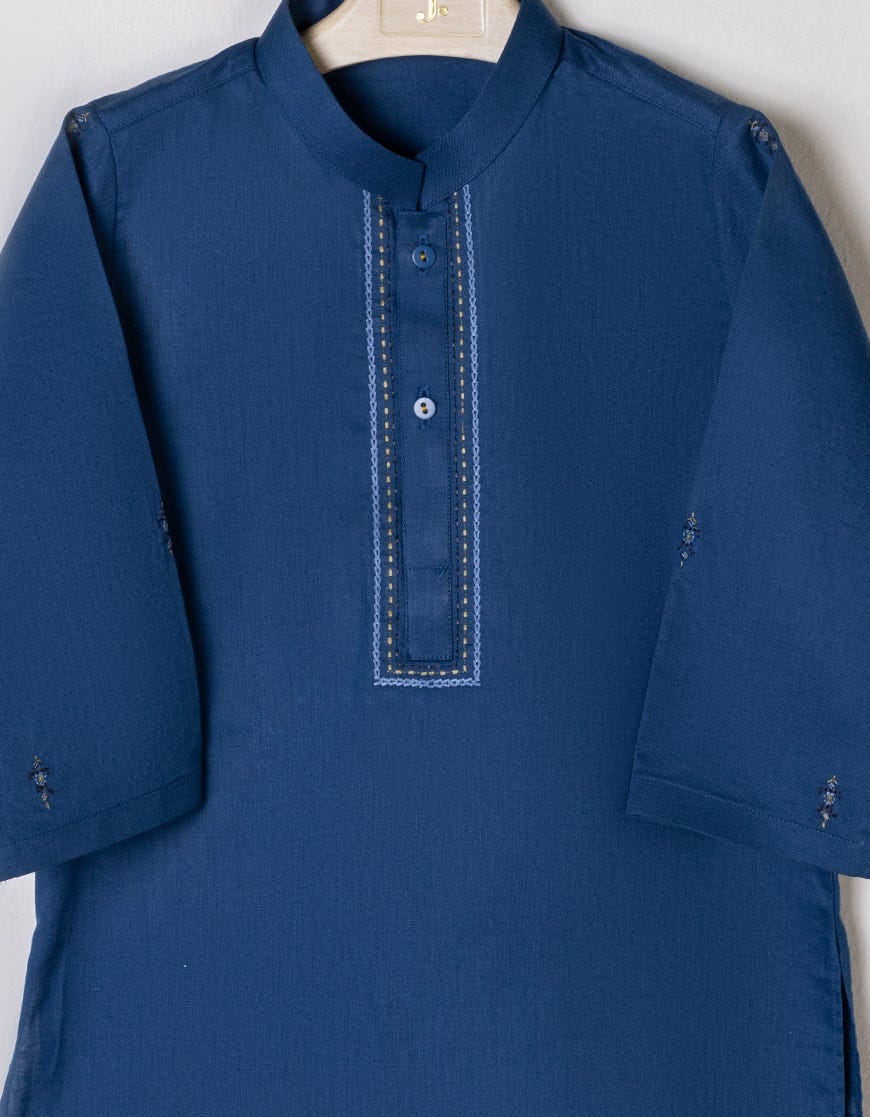 DARK BLUE COTTON KAMEEZ SHALWAR | JJIKS-S-34369