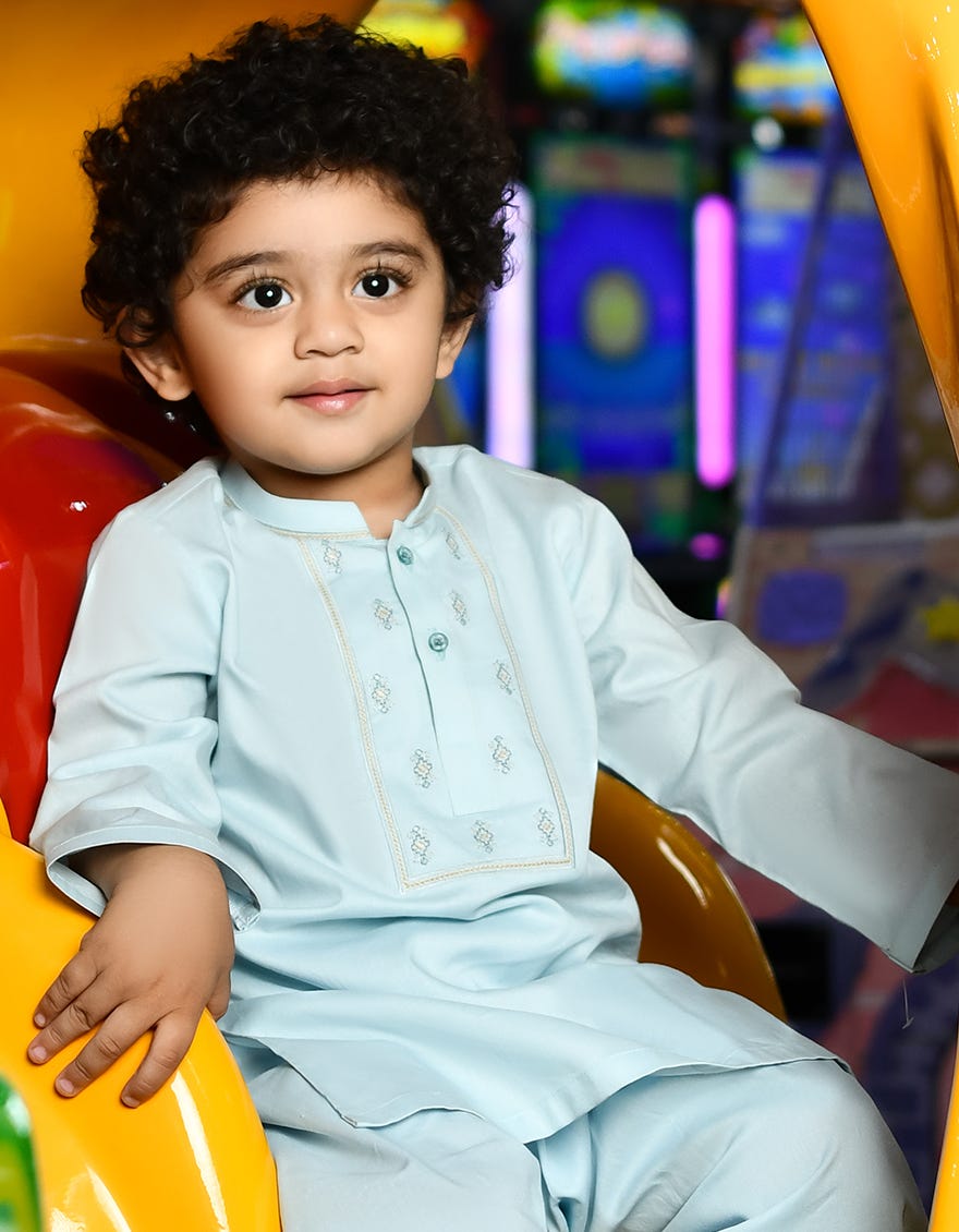 ICE BLUE COTTON KAMEEZ SHALWAR | JJIKS-S-34371