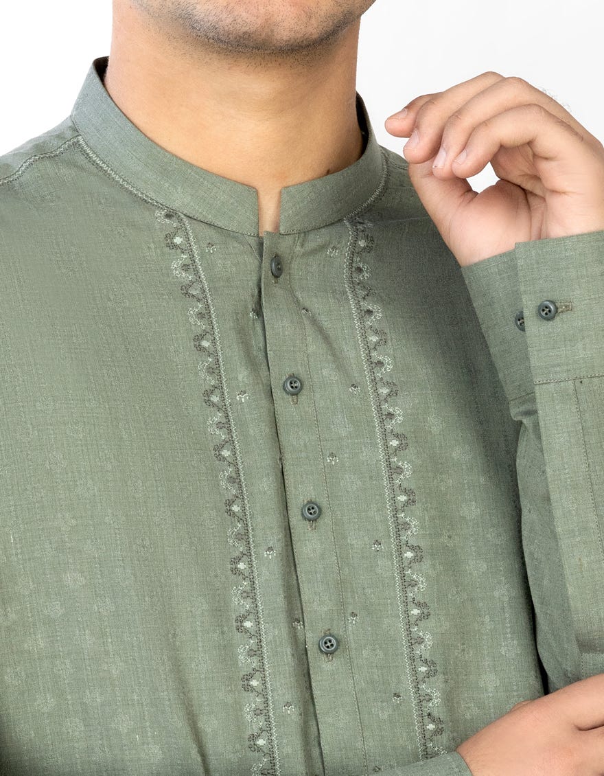 JADE GREEN BLENDED KURTA | JTK-S-34375