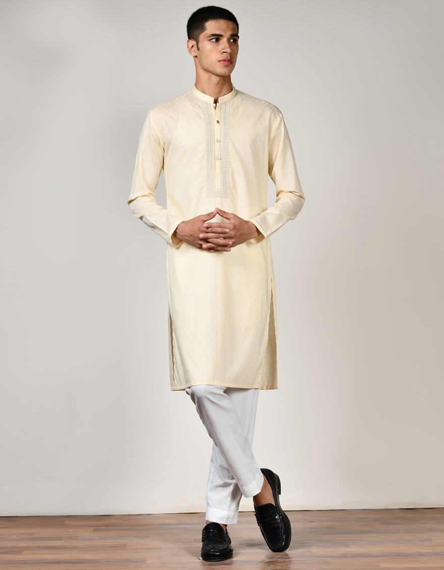 YELLOW COTTON KURTA | JTK-S-46163