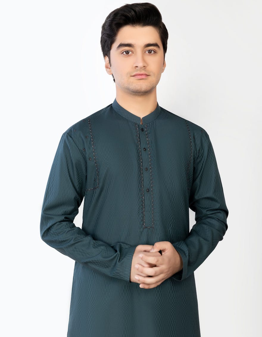 EMERALD GREEN COTTON KURTA | JTK-S-34379