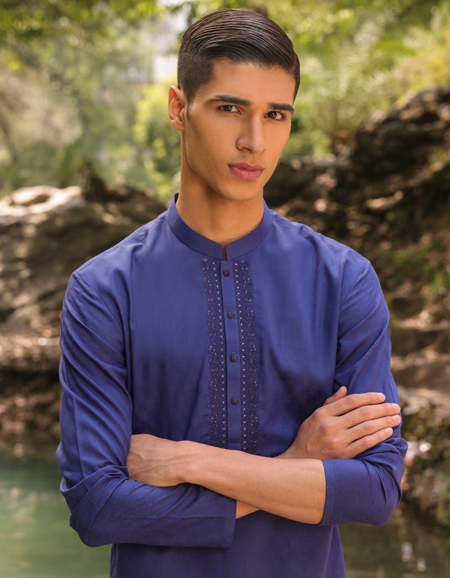 ROYAL BLUE BLENDED KURTA | JTK-S-34413