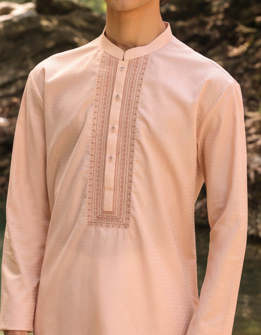 PEACH COTTON KURTA | JTK-S-34442