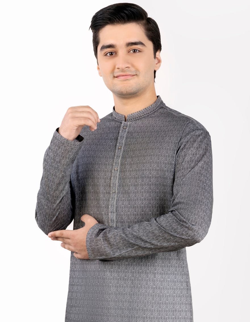 GREY COTTON KURTA | JTK-S-34450