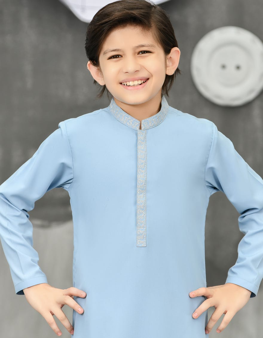 BABY BLUE BLENDED KAMEEZ SHALWAR | JCKS-S-34452