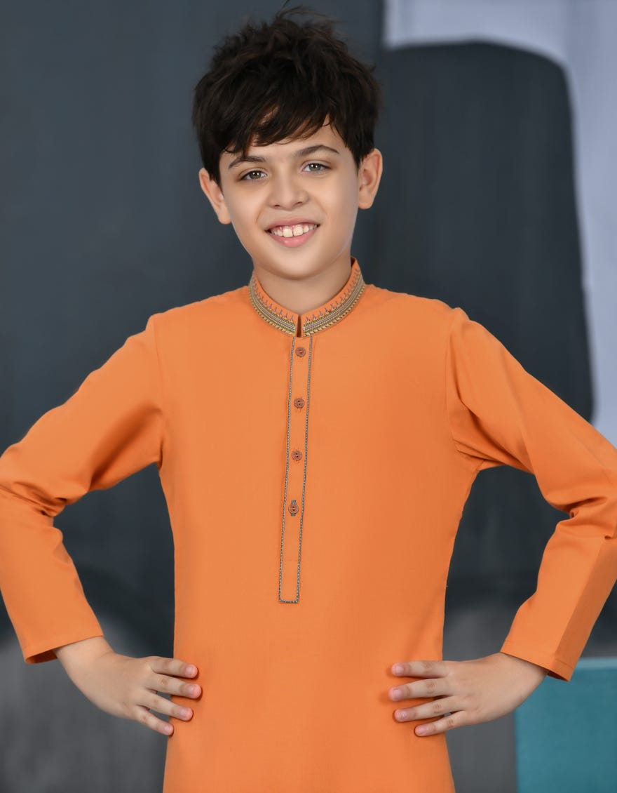 ORANGE COTTON KURTA | JCK-S-34464