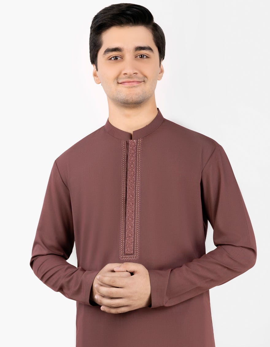RED BLENDED KAMEEZ SHALWAR | JTKS-S-34474
