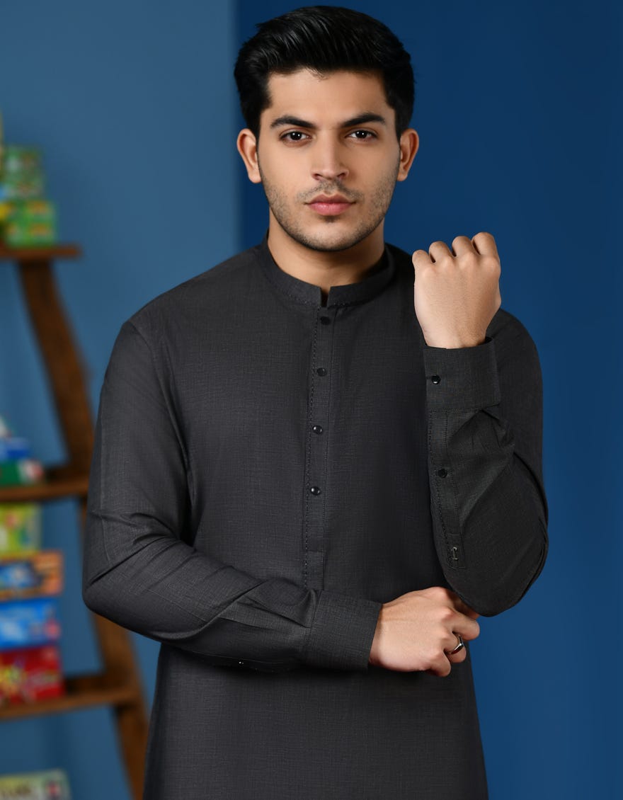 BLACK COTTON KAMEEZ SHALWAR | JTKS-A-34523