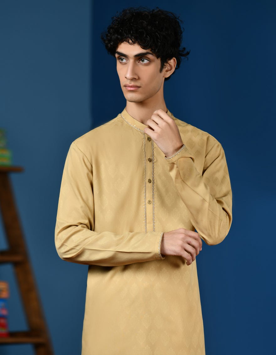 BEIGE BLENDED KURTA | JTK-S-34536