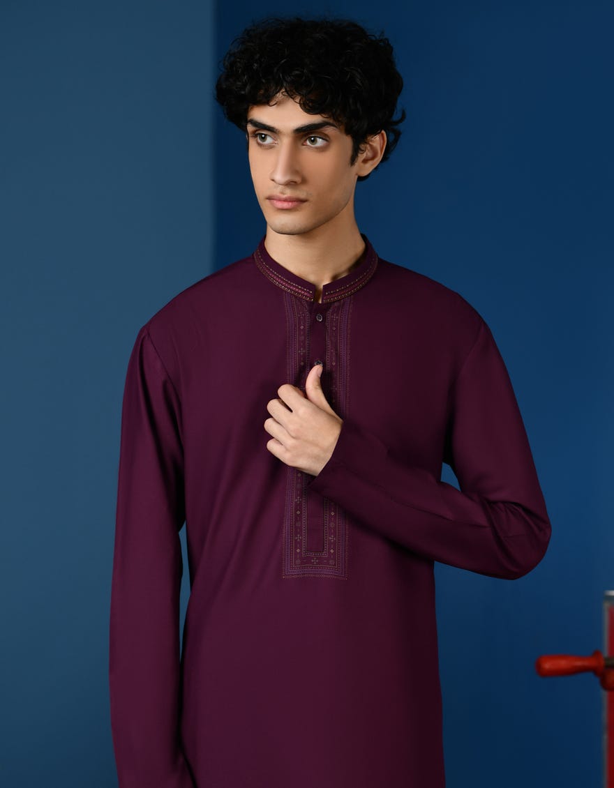 PLUM BLENDED KAMEEZ SHALWAR | JTKS-W-34551