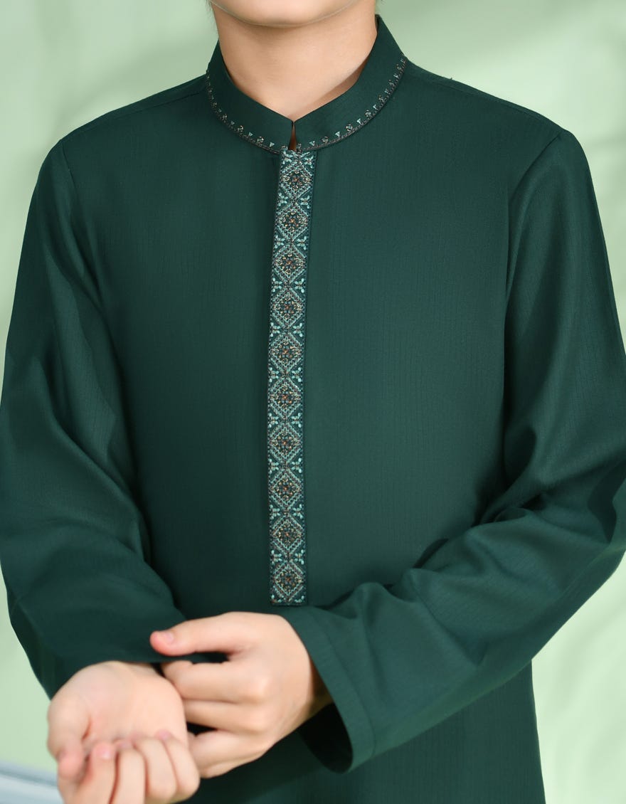 DARK GREEN BLENDED KURTA PAJAMA | JCKP-A-34565