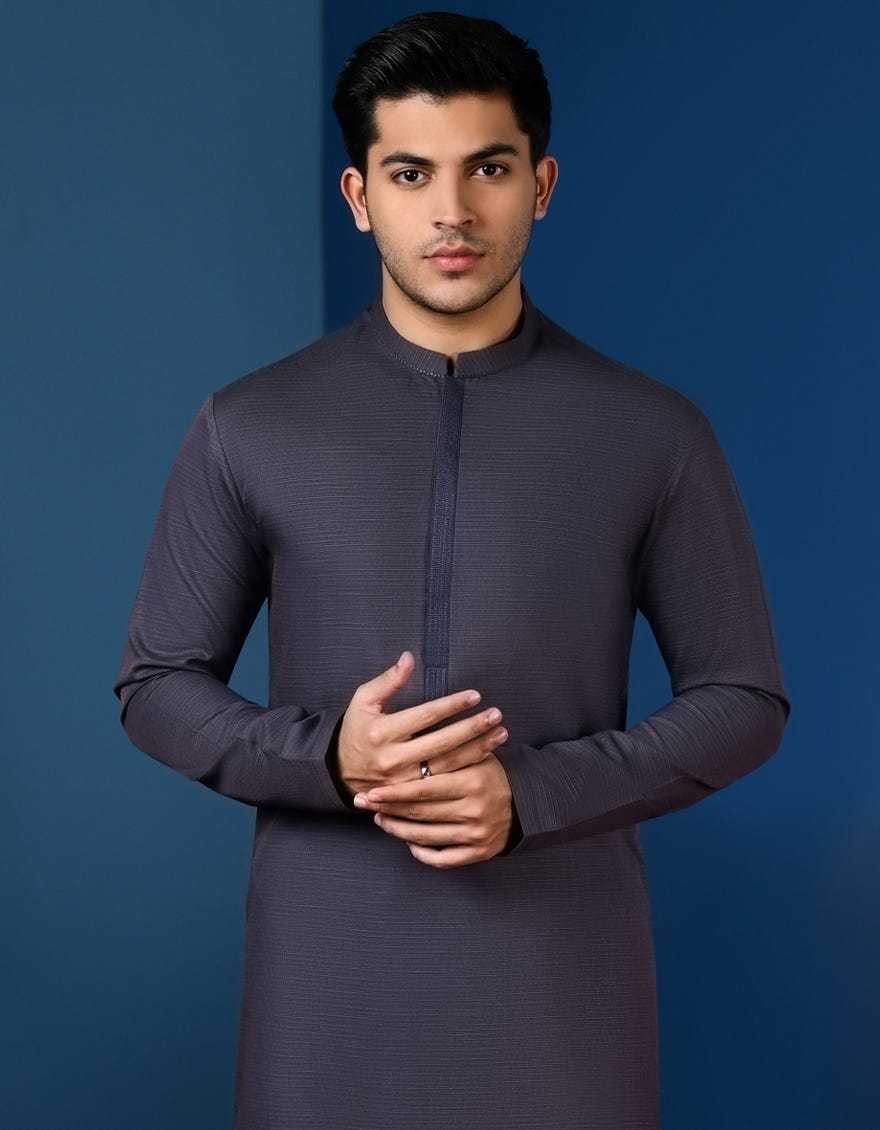 DARK PURPLE COTTON KURTA | JTK-A-34566