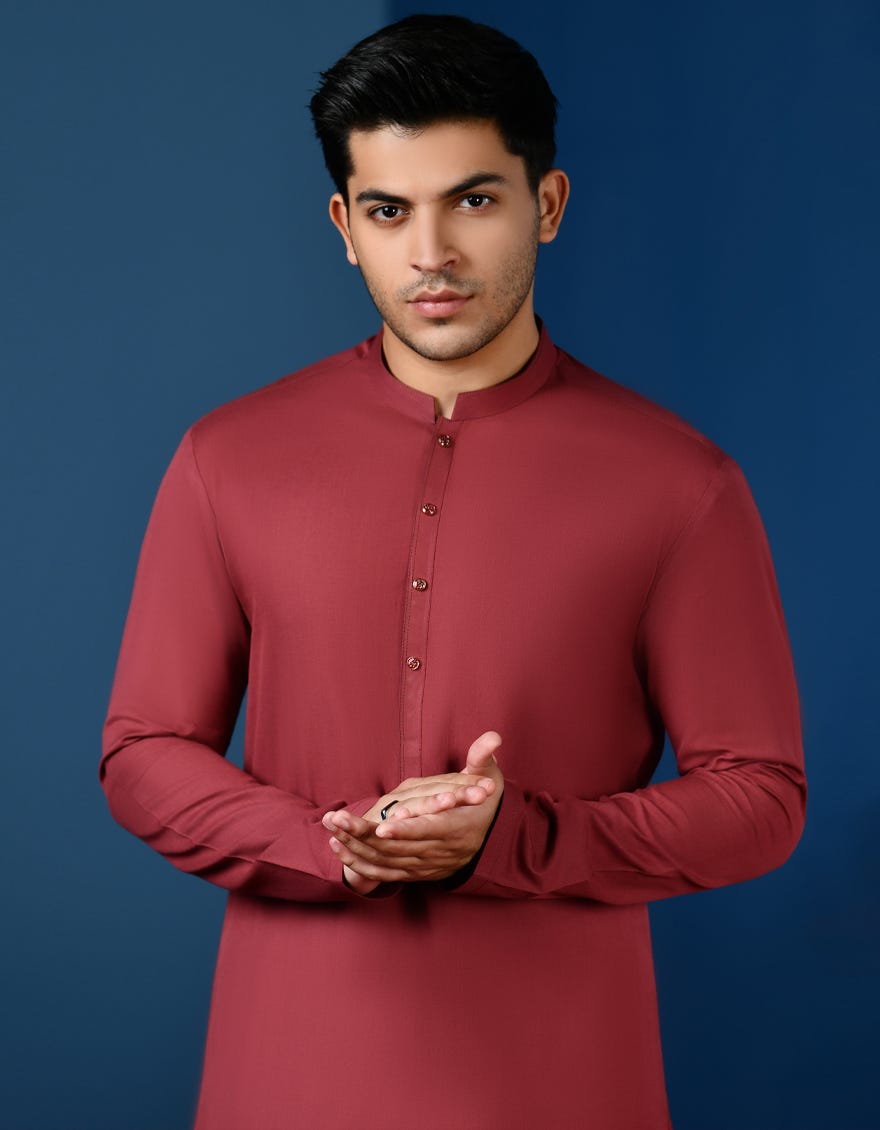 MAROON COTTON KURTA | JTK-A-34568