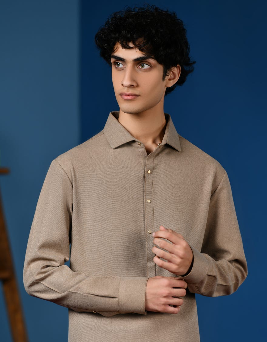 BROWN BLENDED KAMEEZ SHALWAR | JTKS-W-34569