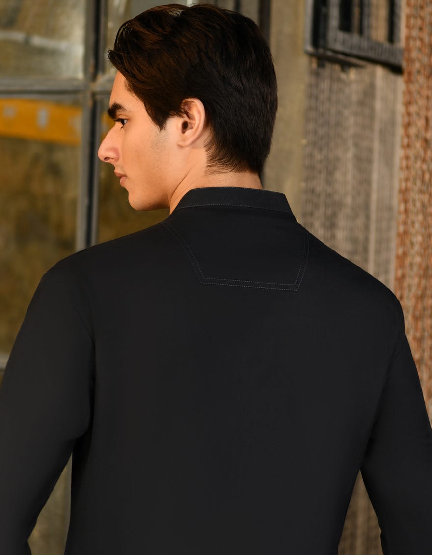 BLACK COTTON KURTA | JTK-A-34581
