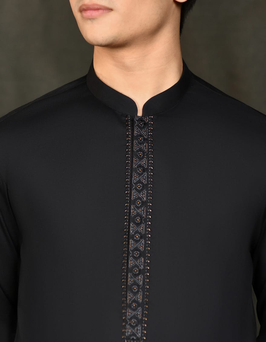 BLACK BLENDED KAMEEZ SHALWAR | JTKS-S-34591