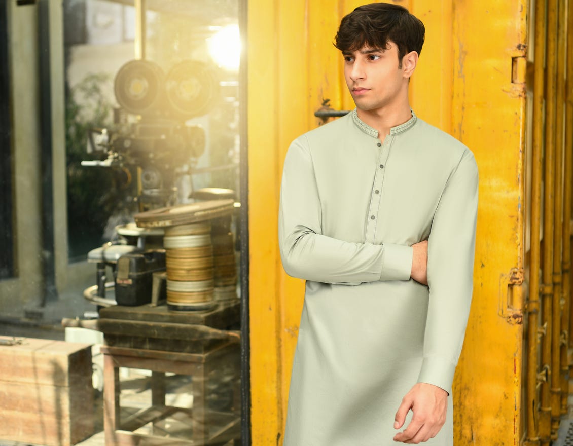 LIGHT GREEN COTTON KAMEEZ SHALWAR | JTKS-S-34592