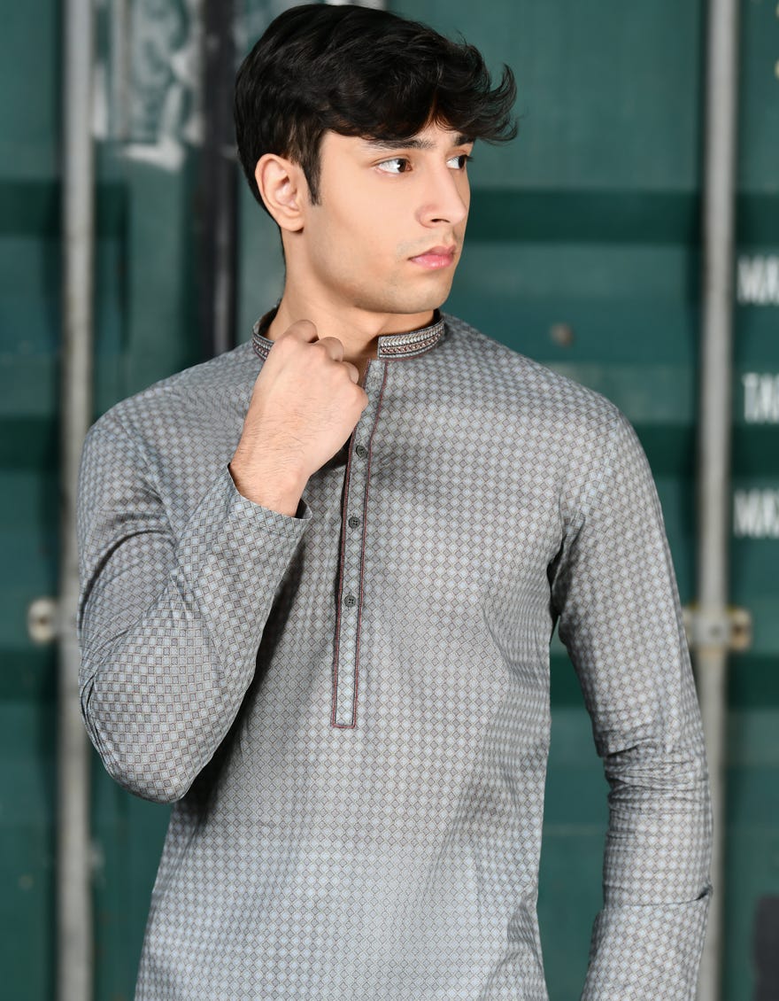 GREY COTTON KURTA | JTK-S-34626
