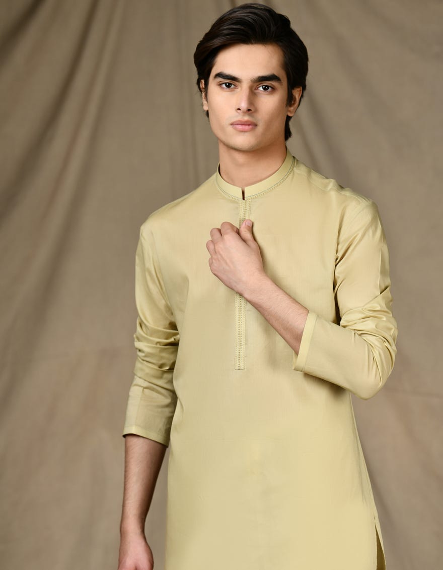 BEIGE COTTON KURTA | JTK-S-34645