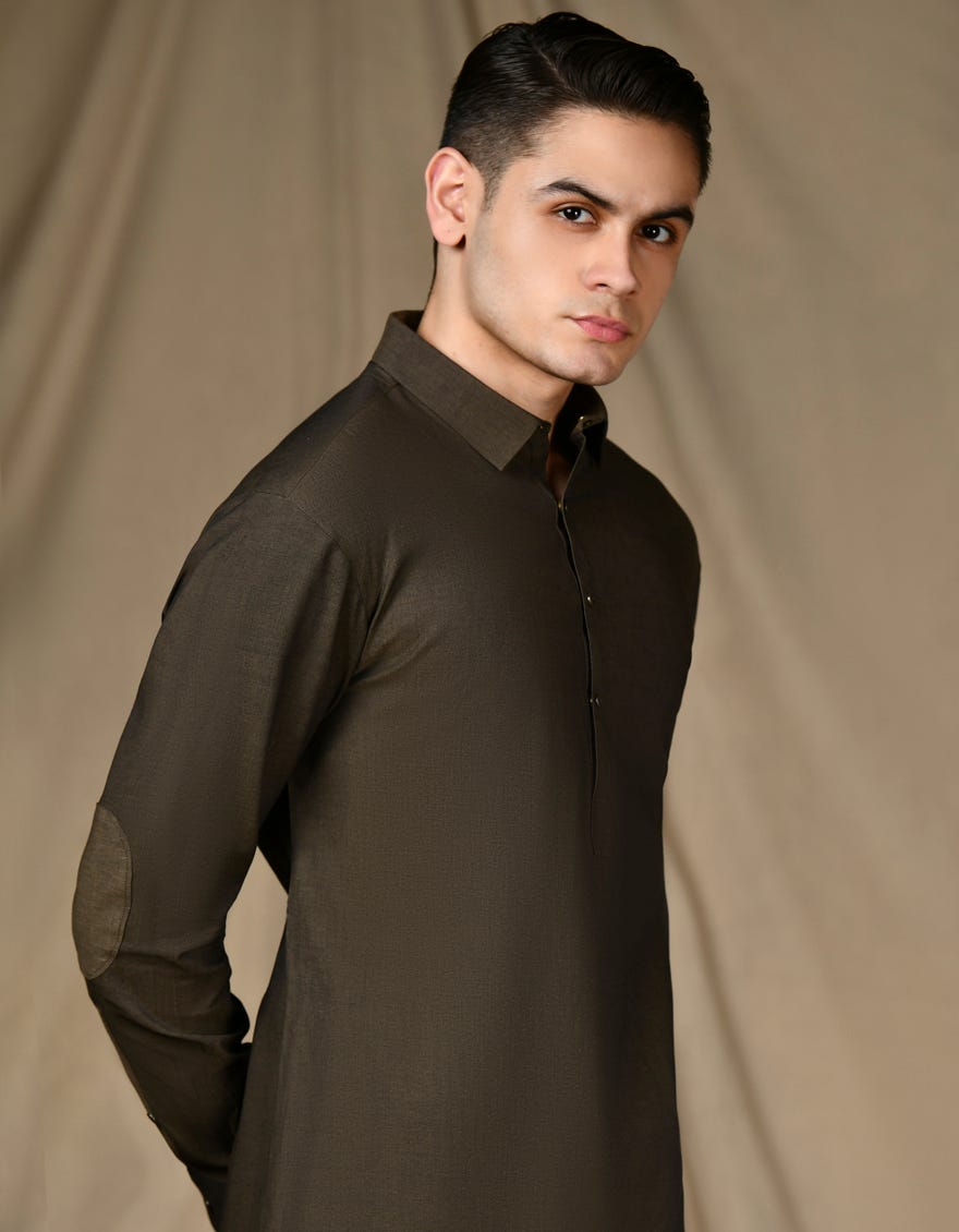 MUD BROWN COTTON KAMEEZ SHALWAR | JTKS-S-34651