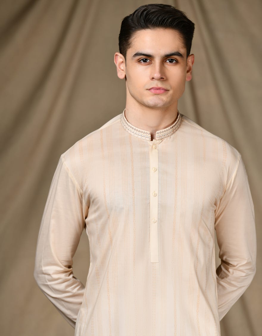 LIGHT PEACH COTTON KURTA | JTK-S-34660