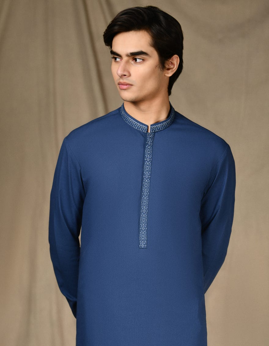 BLUE BLENDED KAMEEZ SHALWAR | JTKS-S-34664