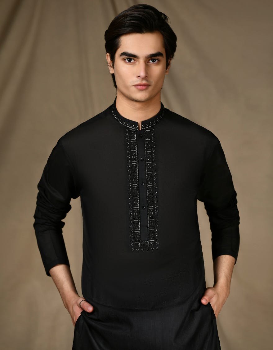 BLACK KURTA | JTK-S-34691