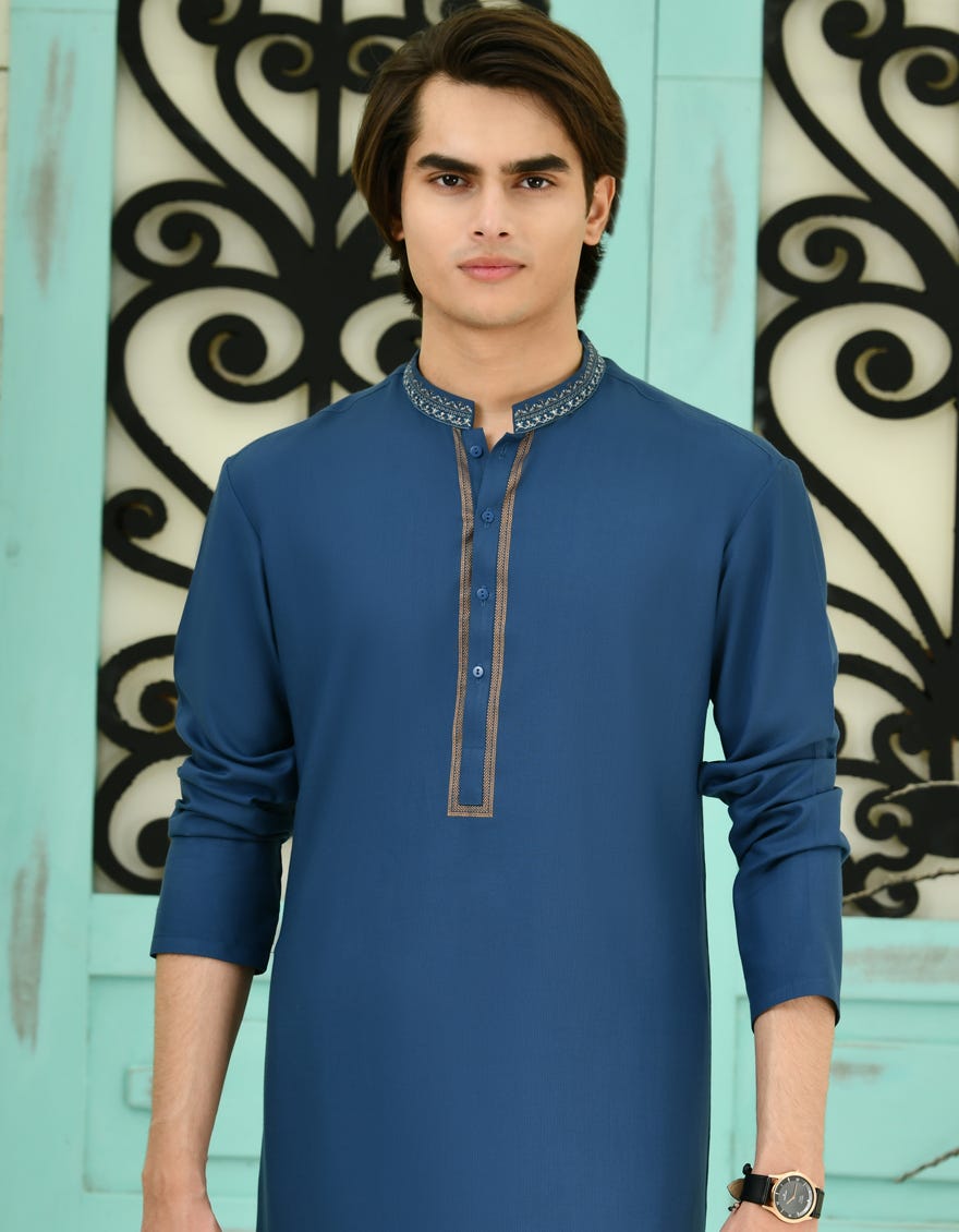 TEAL BLENDED KAMEEZ SHALWAR | JTKS-S-34702