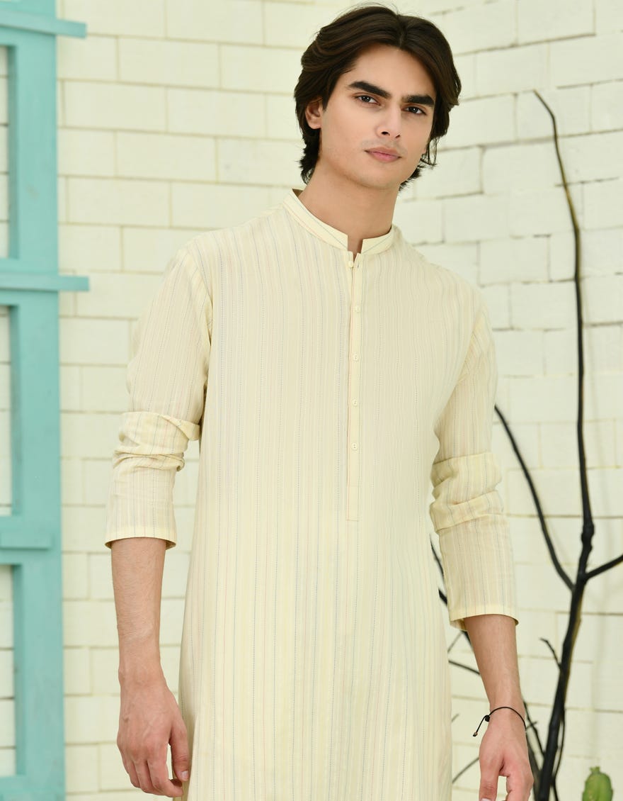 CREAM COTTON KURTA | JTK-A-34735