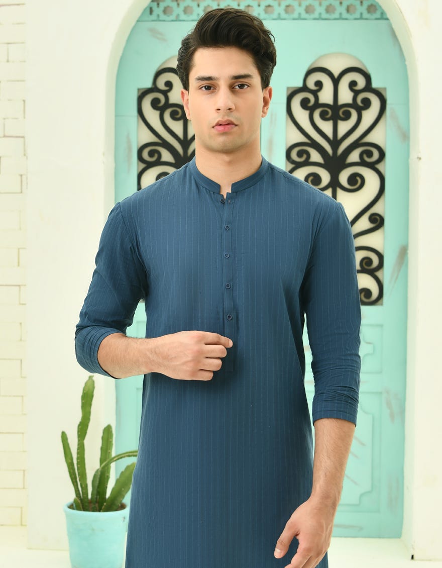 BLUE COTTON KURTA | JTK-A-34737