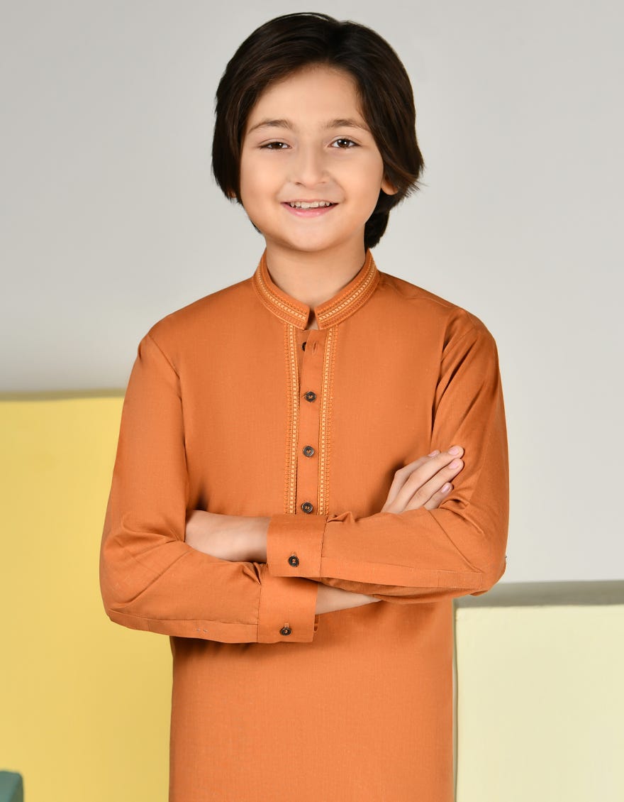 ORANGE BLENDED KAMEEZ SHALWAR | JCKS-A-34752