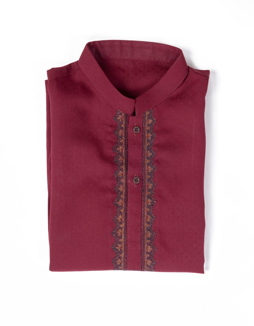 MAROON BLENDED KAMEEZ SHALWAR | JJIKS-A-34765
