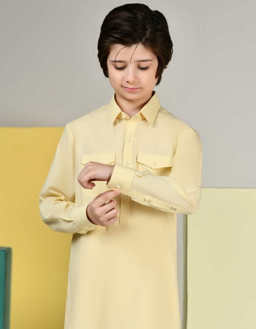 CREAM BLENDED KAMEEZ SHALWAR | JCKS-S-34773