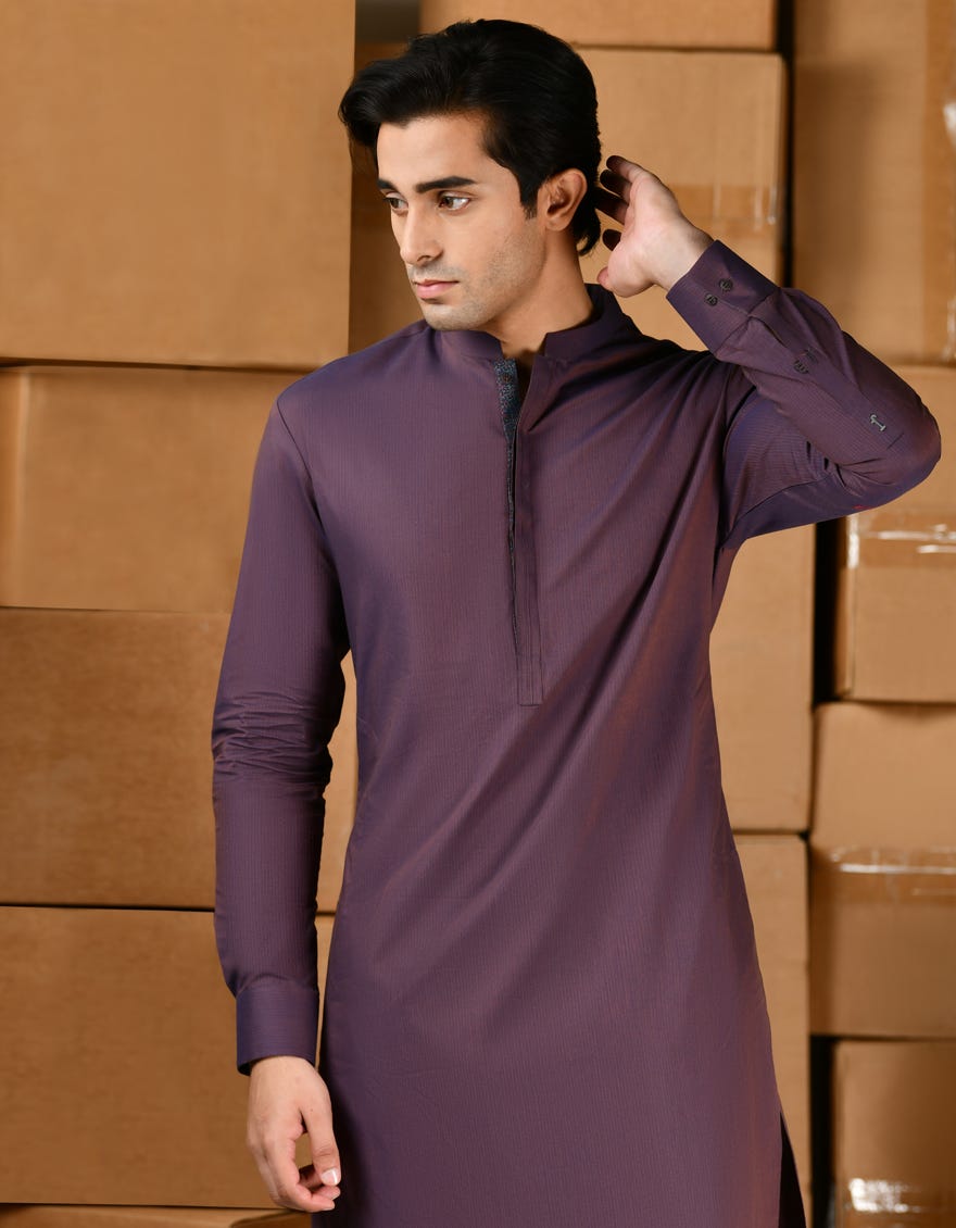 PURPLE COTTON KURTA PAJAMA | JTKP-S-34808