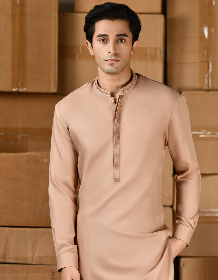 PEACH BLENDED KAMEEZ SHALWAR | JTKS-A-34823
