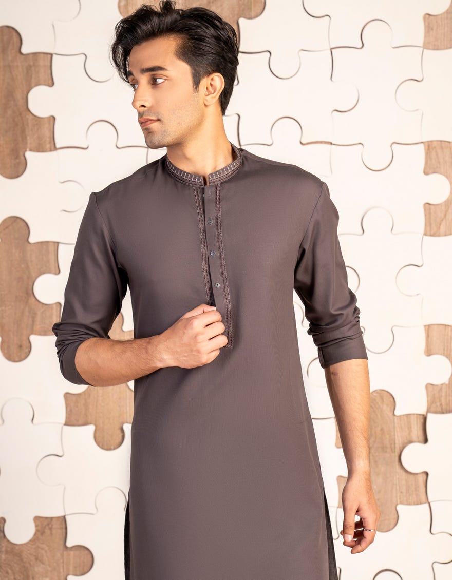 MUD GREY BLENDED KURTA | JTK-A-34854