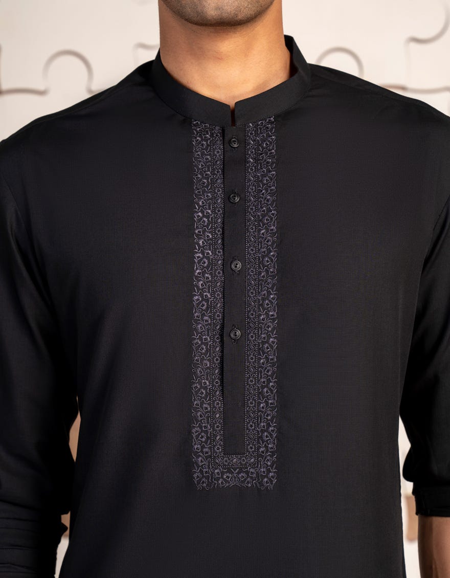 BLACK BLENDED KURTA | JTK-A-34900